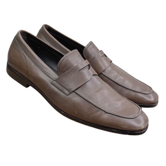 TODS Mens Brown Leather Classic Penny Loafer Dress Shoes Size 9 Slip On Italy